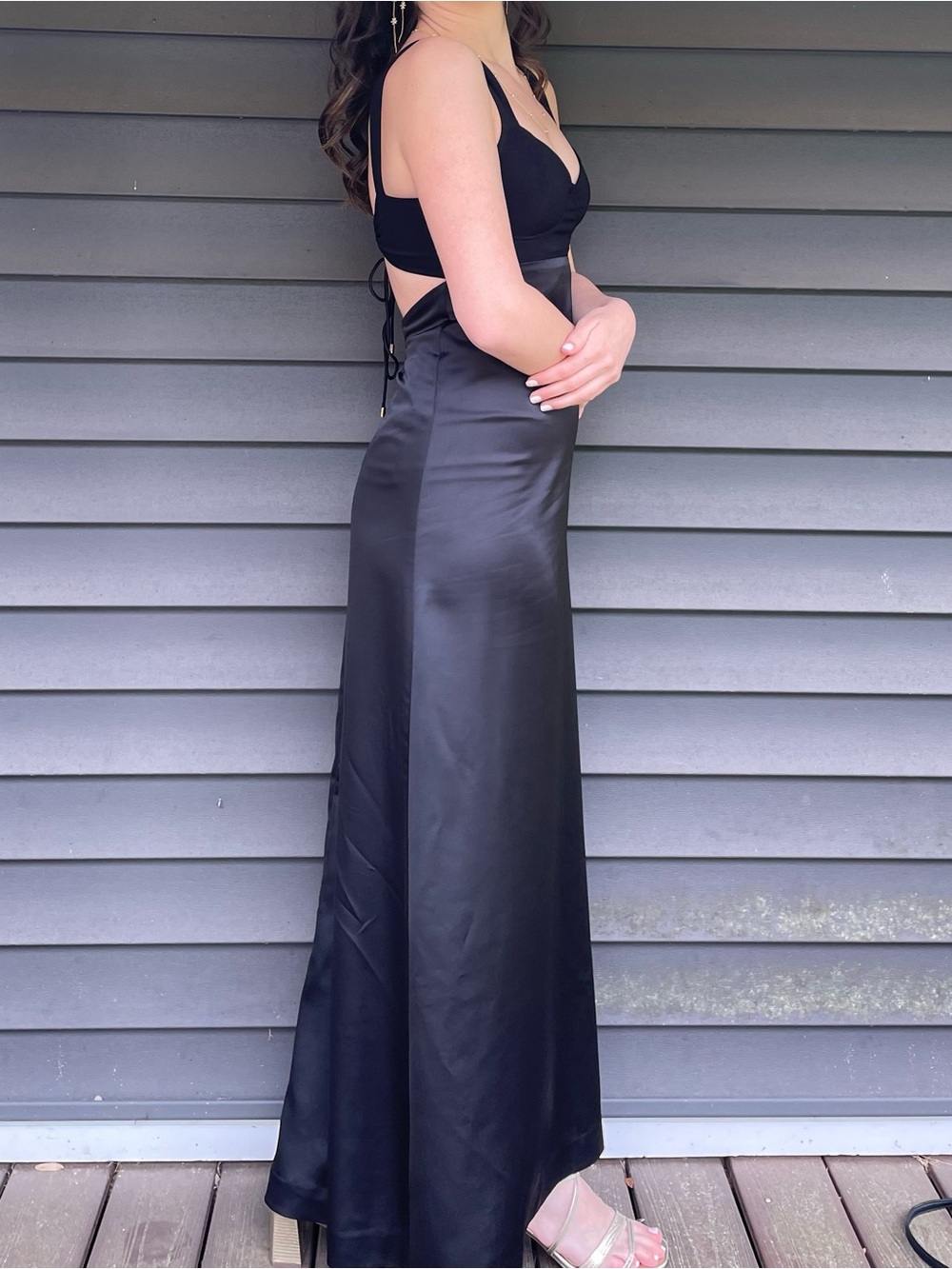 Free People Black Gia Maxi Dress - Sleek Evening Silhouette